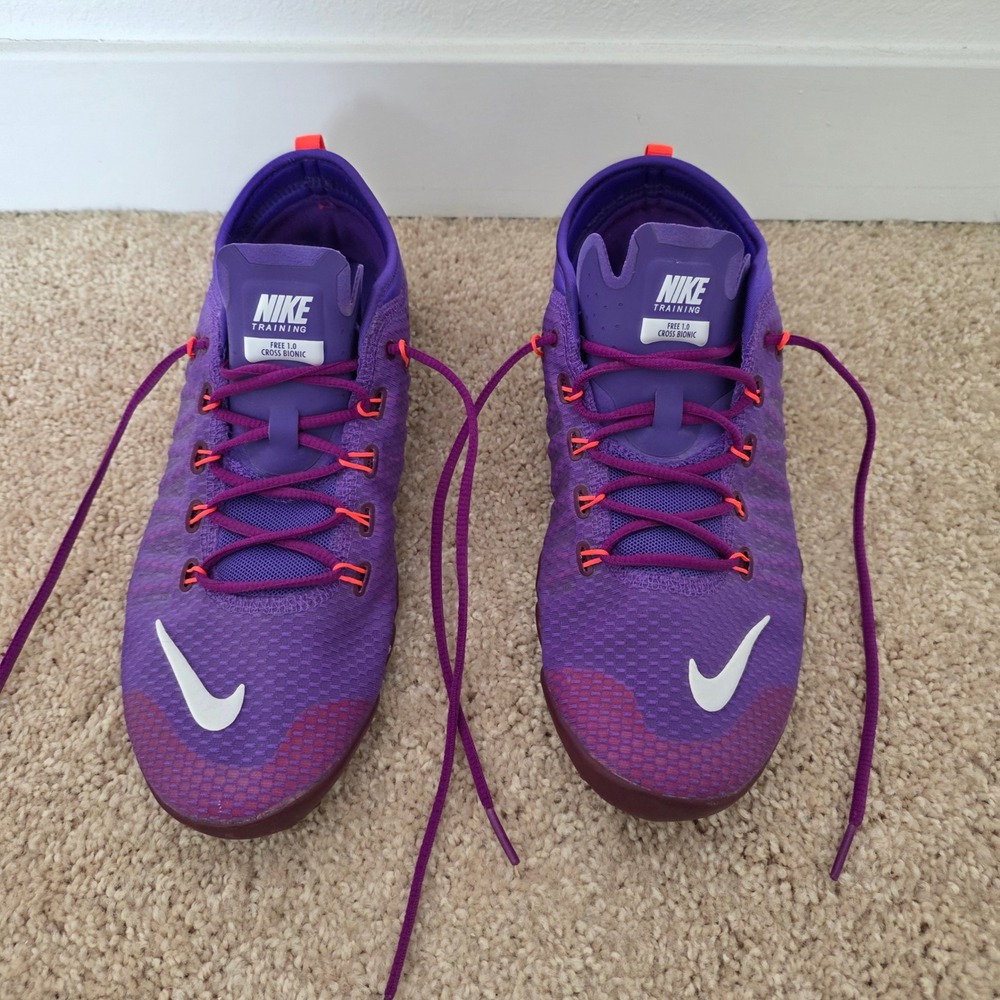 Nike Free 1.0 Cross Bionic Womens 10 Purple Orange Training Running Shoes 641530